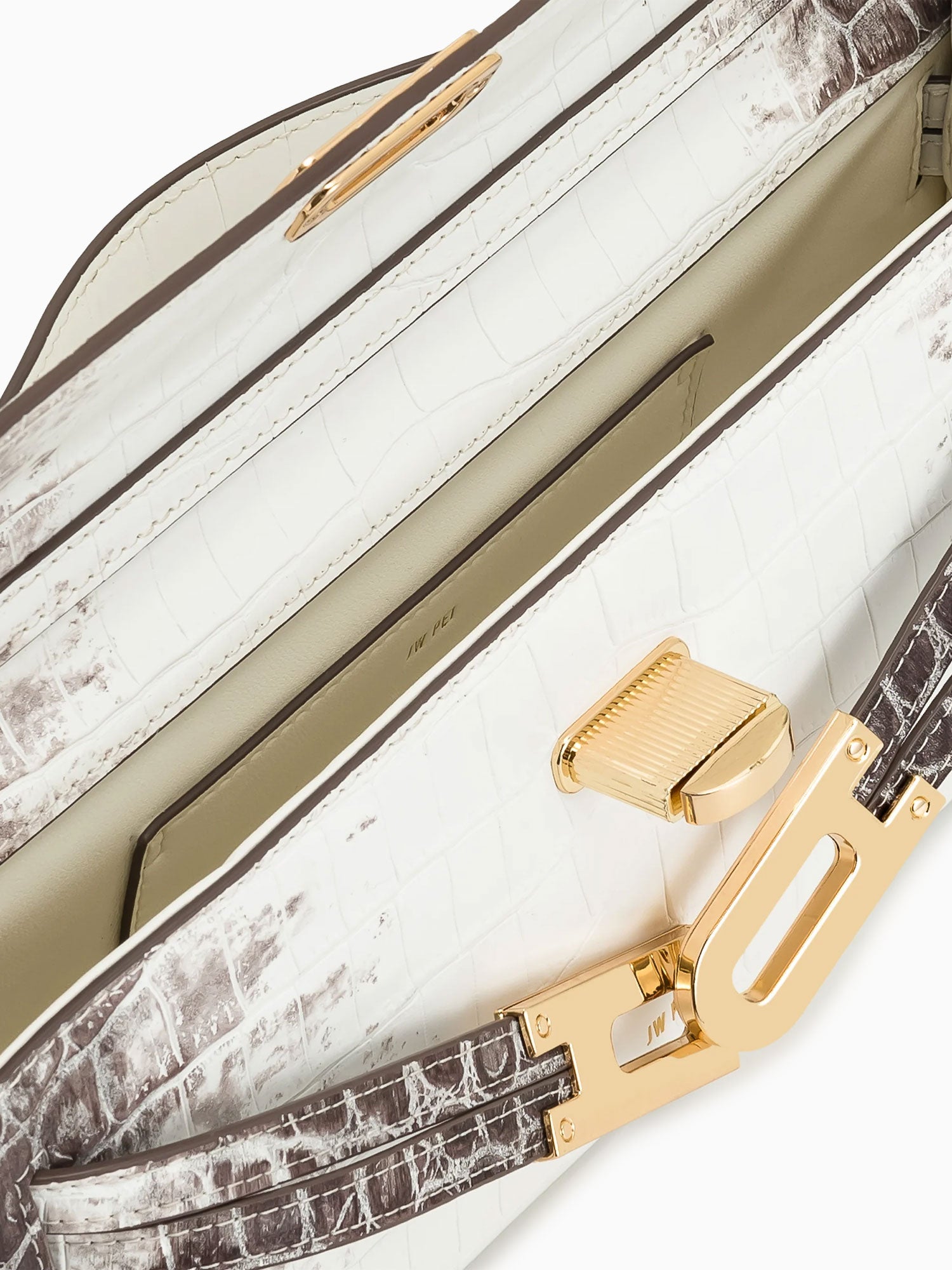 Bria Top Handle White Croc White