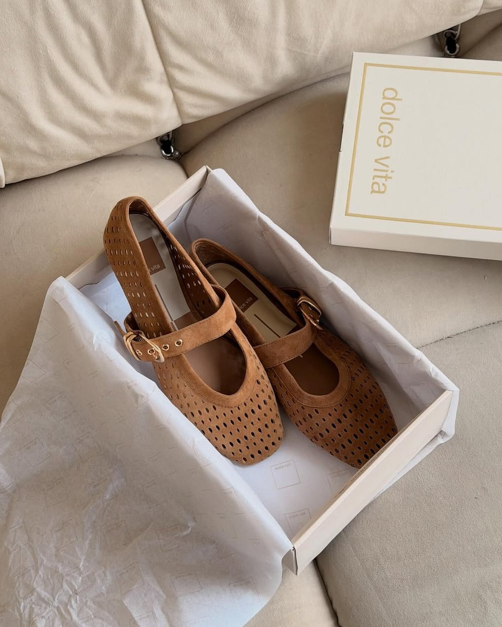 Mikel Lt Brown Perforated Suede