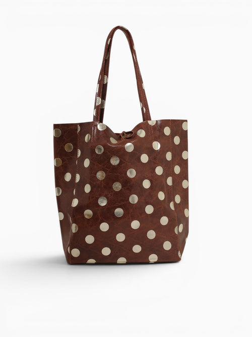 Shopper Big Golden Dots Brown Brown