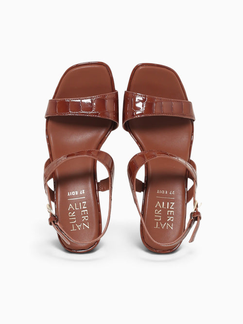 Suri Caramel Brown Croco Leather Brown / 5 / M