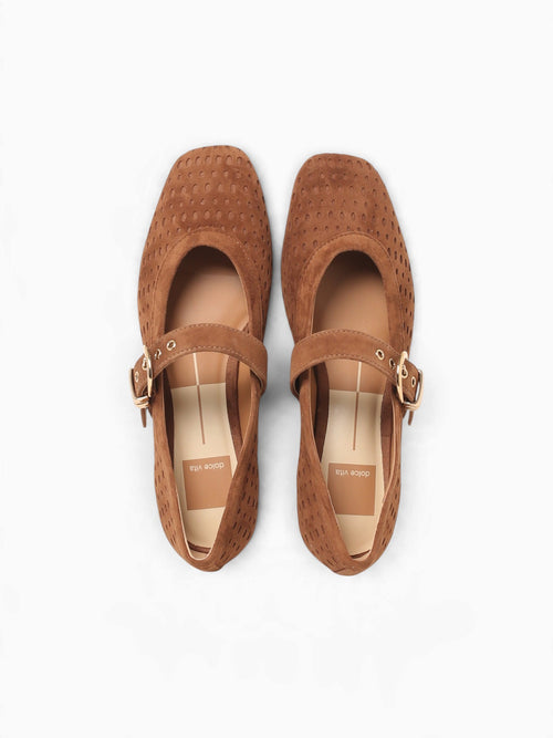 Mikela Cocoa Perforated Suede Tan / 6 / M