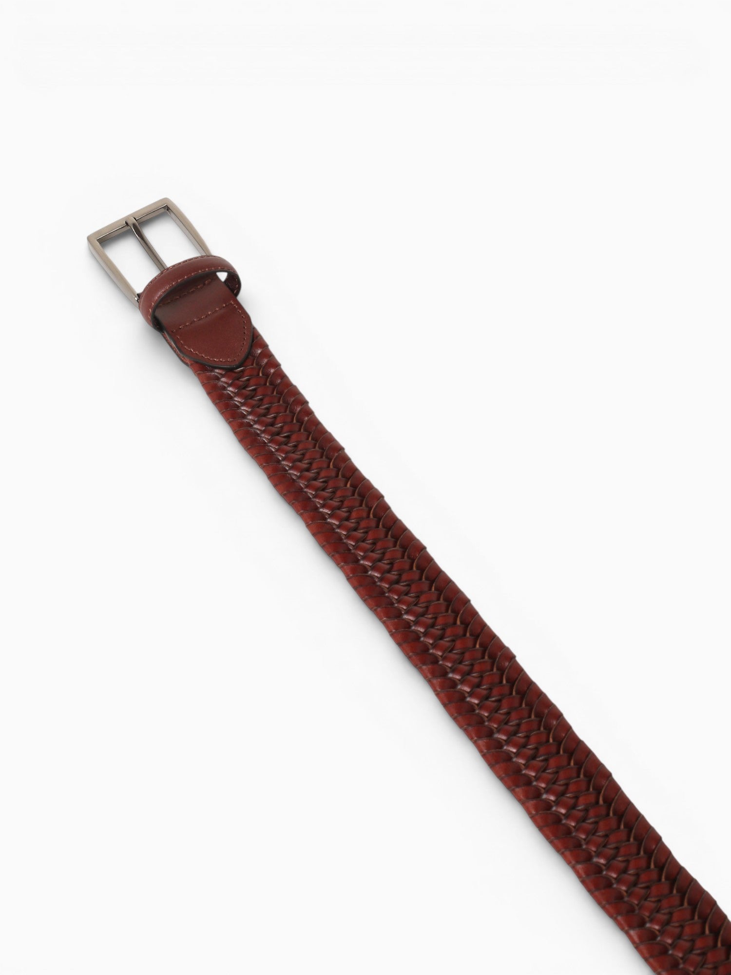 Strech Leather Braided Belt Cognac Lea Tan / 32