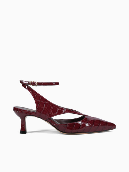 Jackie Velvet Rouge Croco Gloss Wine / 5 / M