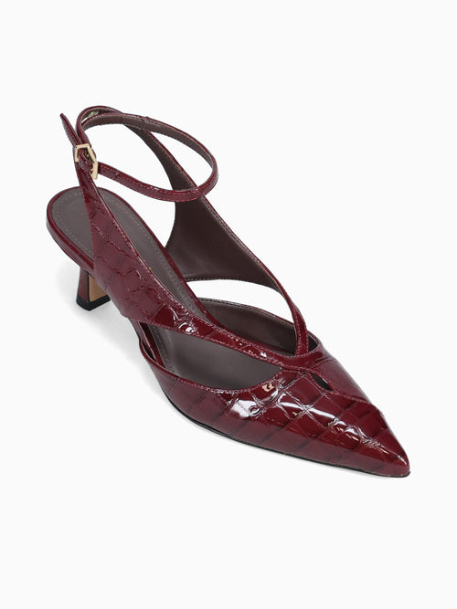 Jackie Velvet Rouge Croco Gloss Wine / 5 / M