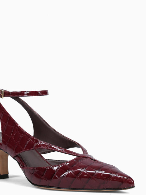 Jackie Velvet Rouge Croco Gloss Wine / 5 / M