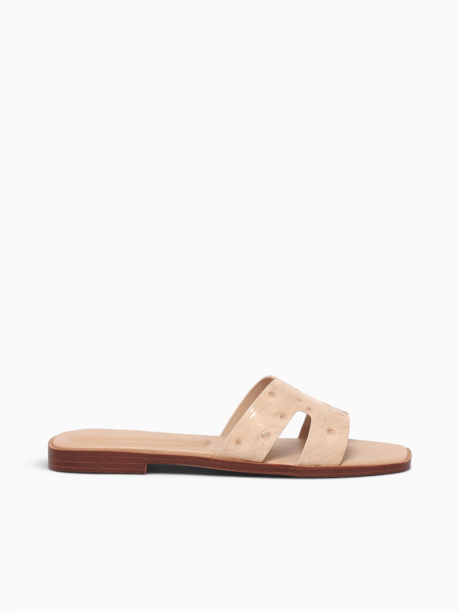 Dayness Beige Ostrich Print Leather Beige / 5 / M
