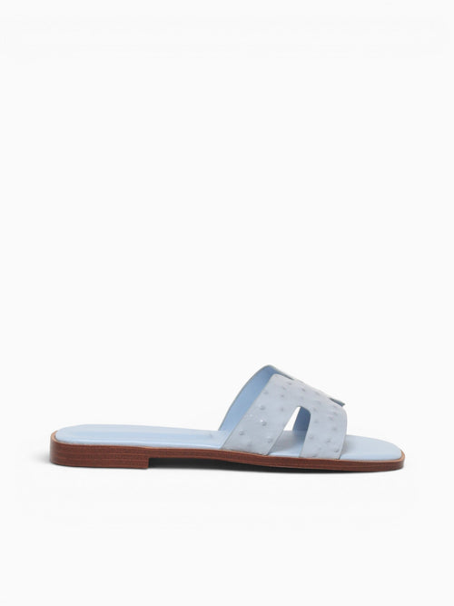 Dayness Blue Ostrich Print Leather Light Blue / 5 / M