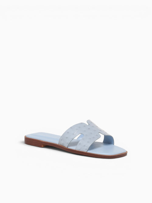 Dayness Blue Ostrich Print Leather Light Blue / 5 / M
