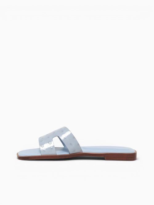 Dayness Blue Ostrich Print Leather Light Blue / 5 / M