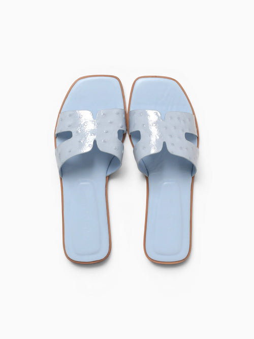 Dayness Blue Ostrich Print Leather Light Blue / 5 / M
