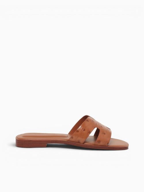 Dayness Tan Ostrich Print Leather Tan / 5 / M