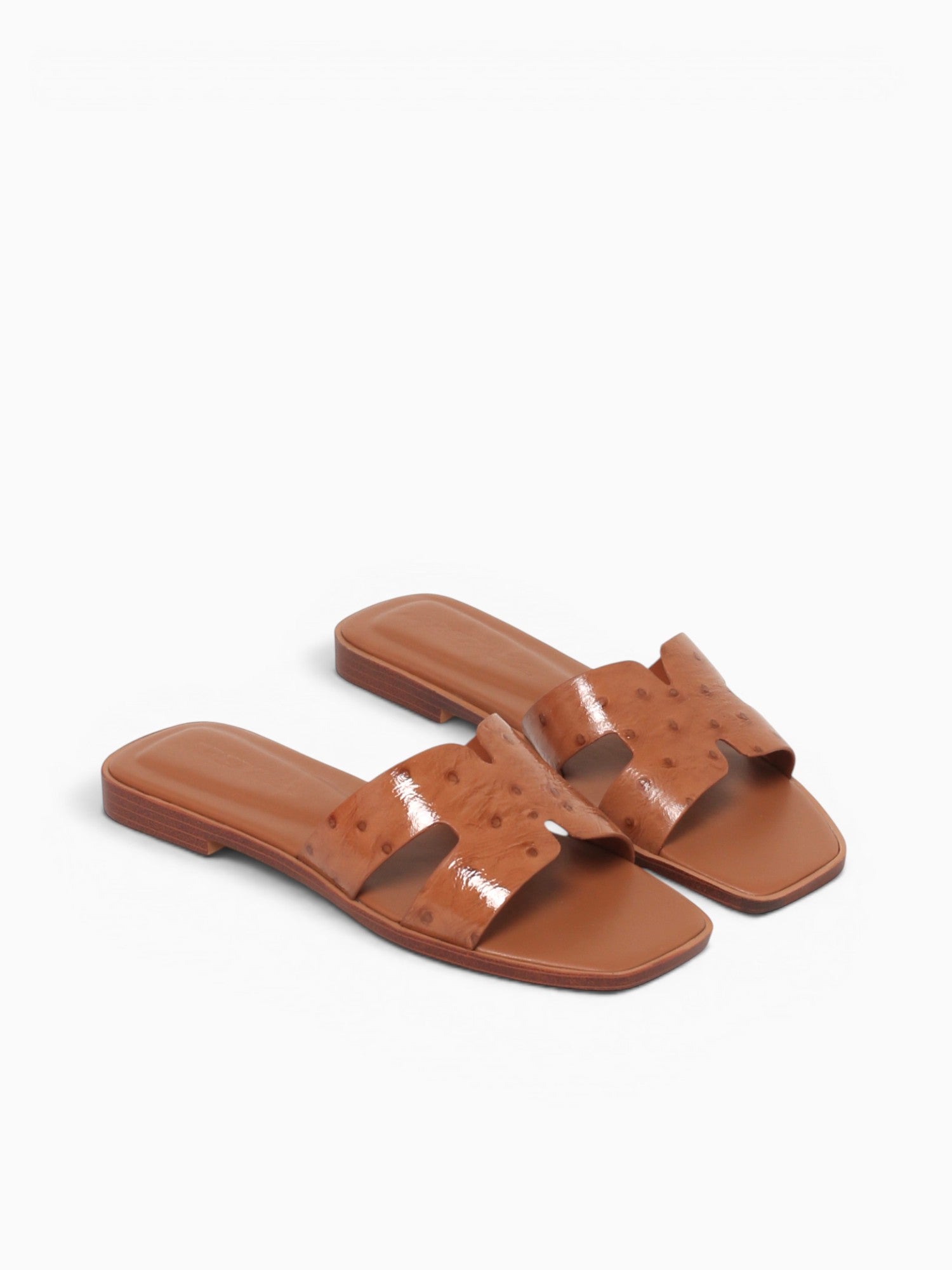 Dayness Tan Ostrich Print Leather Tan / 5 / M