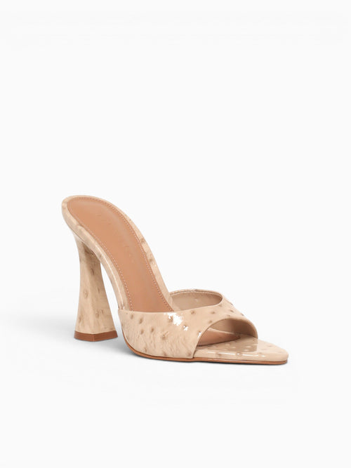 Zilkia Beige Ostrich Print Leather Beige / 5 / M