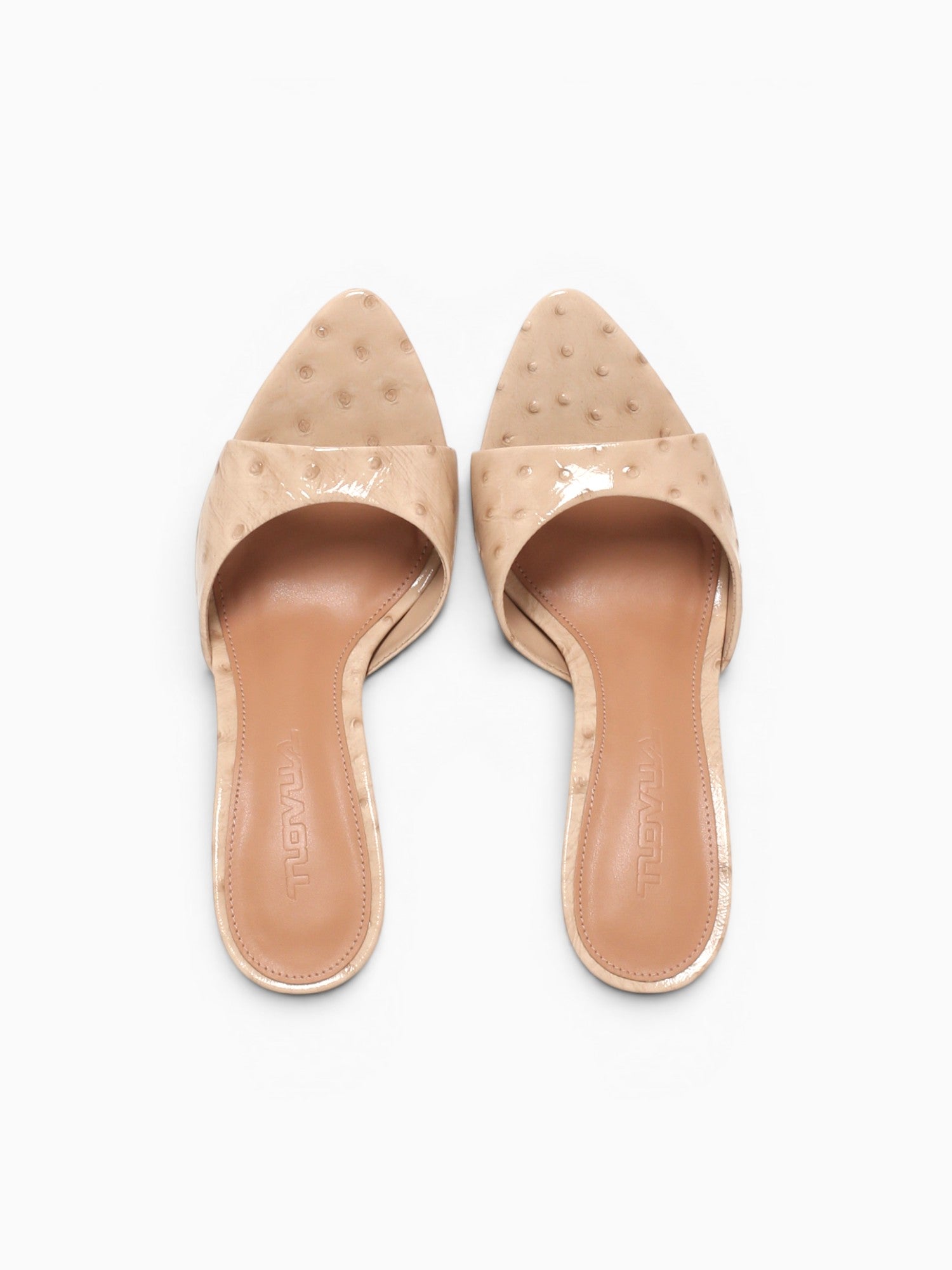 Zilkia Beige Ostrich Print Leather Beige / 5 / M