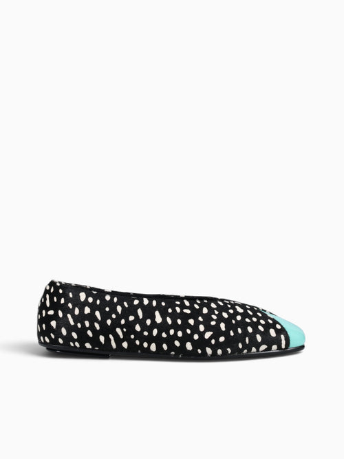 Graspf Blk Wht dot teal calf cow leathe Black / 5 / M