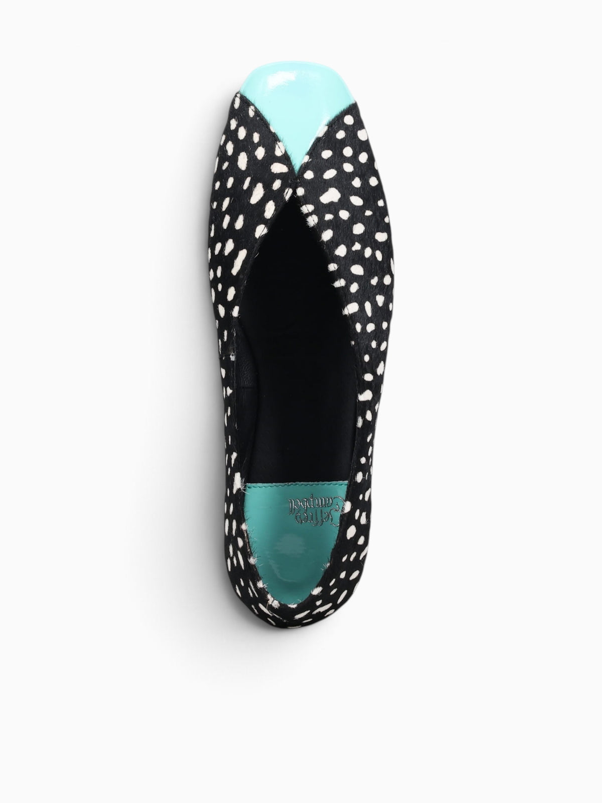 Graspf Blk Wht dot teal calf cow leathe Black / 5 / M