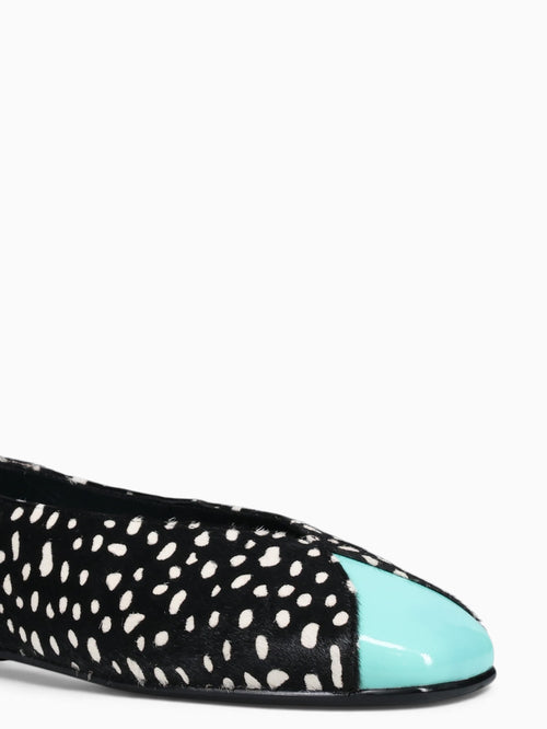 Graspf Blk Wht dot teal calf cow leathe Black / 5 / M