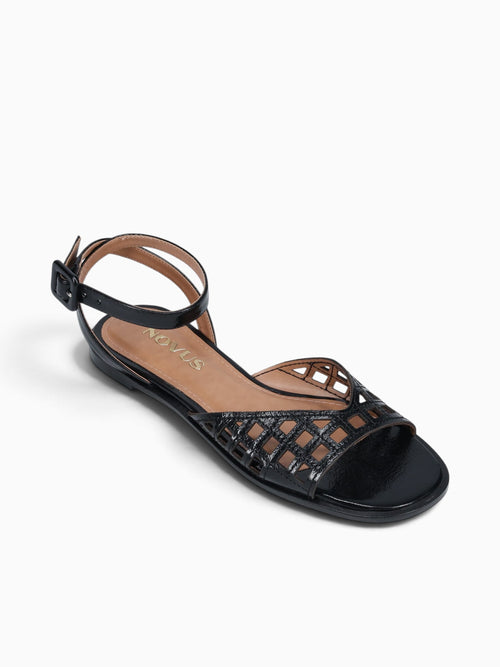 Fatima Black Crinkle Patent Leather Black / 5 / M