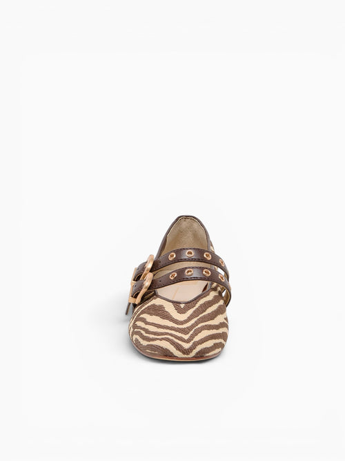 Baylee Grommet Zebra Raffia Brown / 5 / M