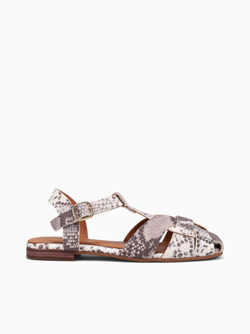 Fatma Cream Snake Leather Black White / 5 / M
