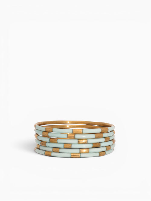 Mint Veda Bangles (set Of 6) Aqua