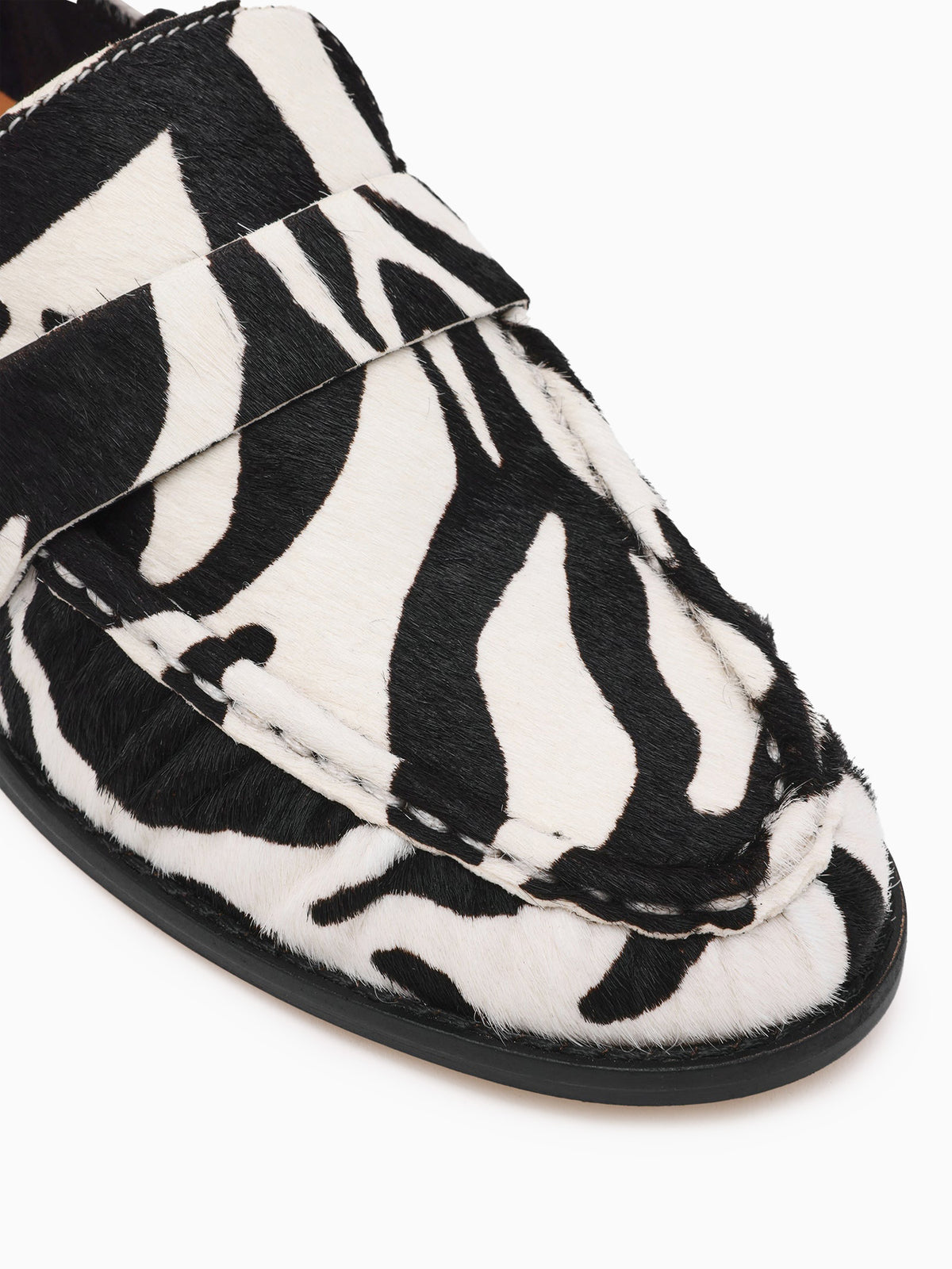 Ronieh Zebra Leather Black White / 5 / M
