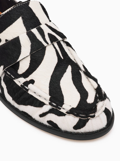 Ronieh Zebra Leather Black White / 5 / M