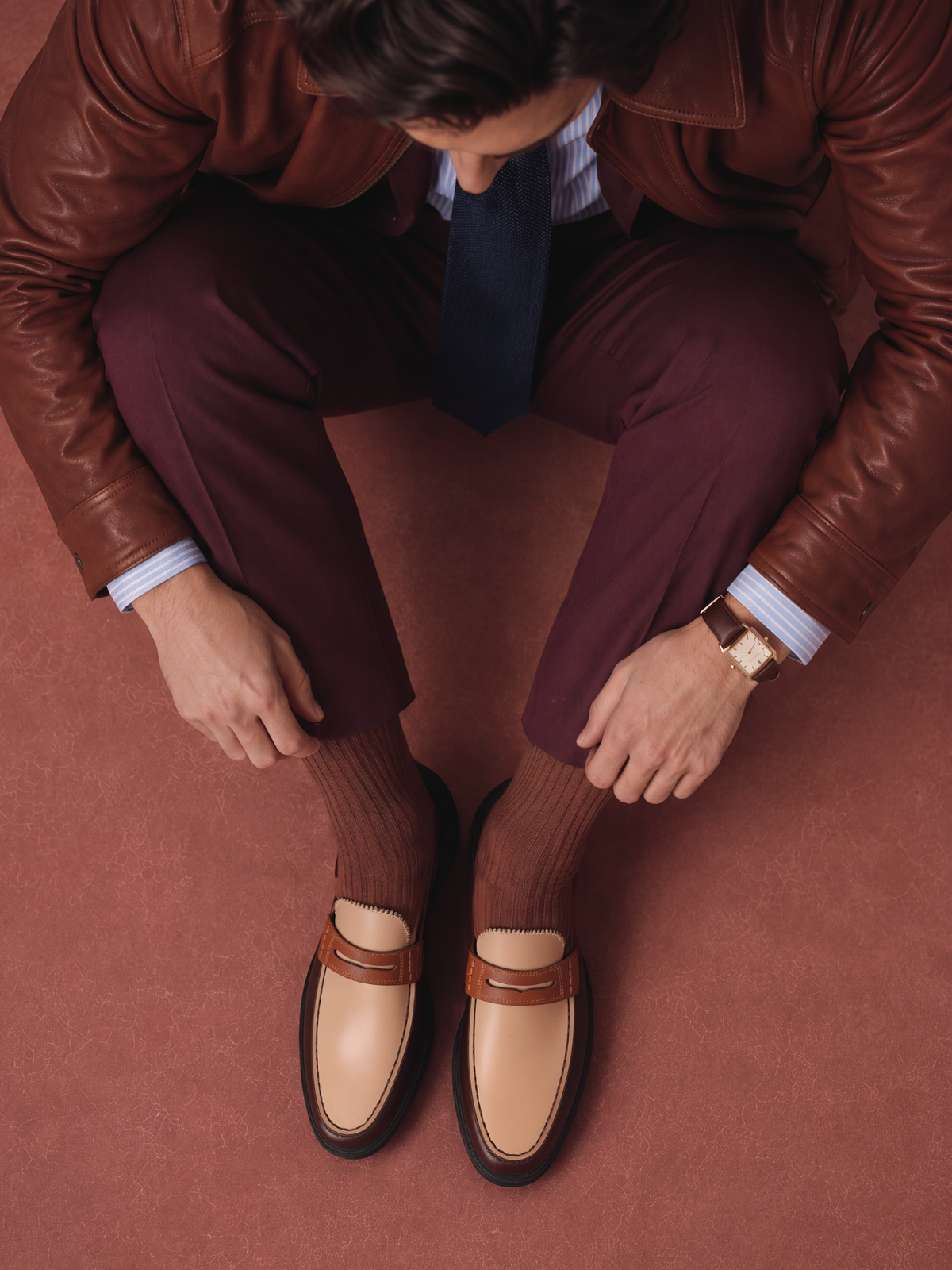 Boris Beige Tan Brown calf leather
