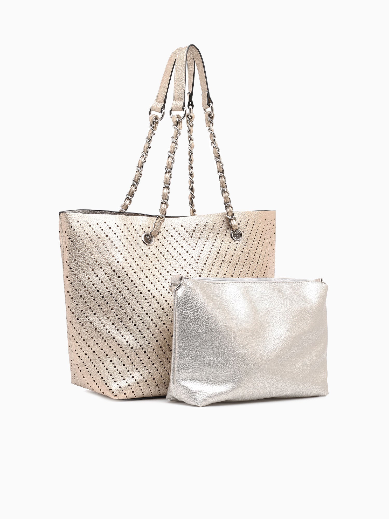 A89 Perf Chain Tote Gold Gold