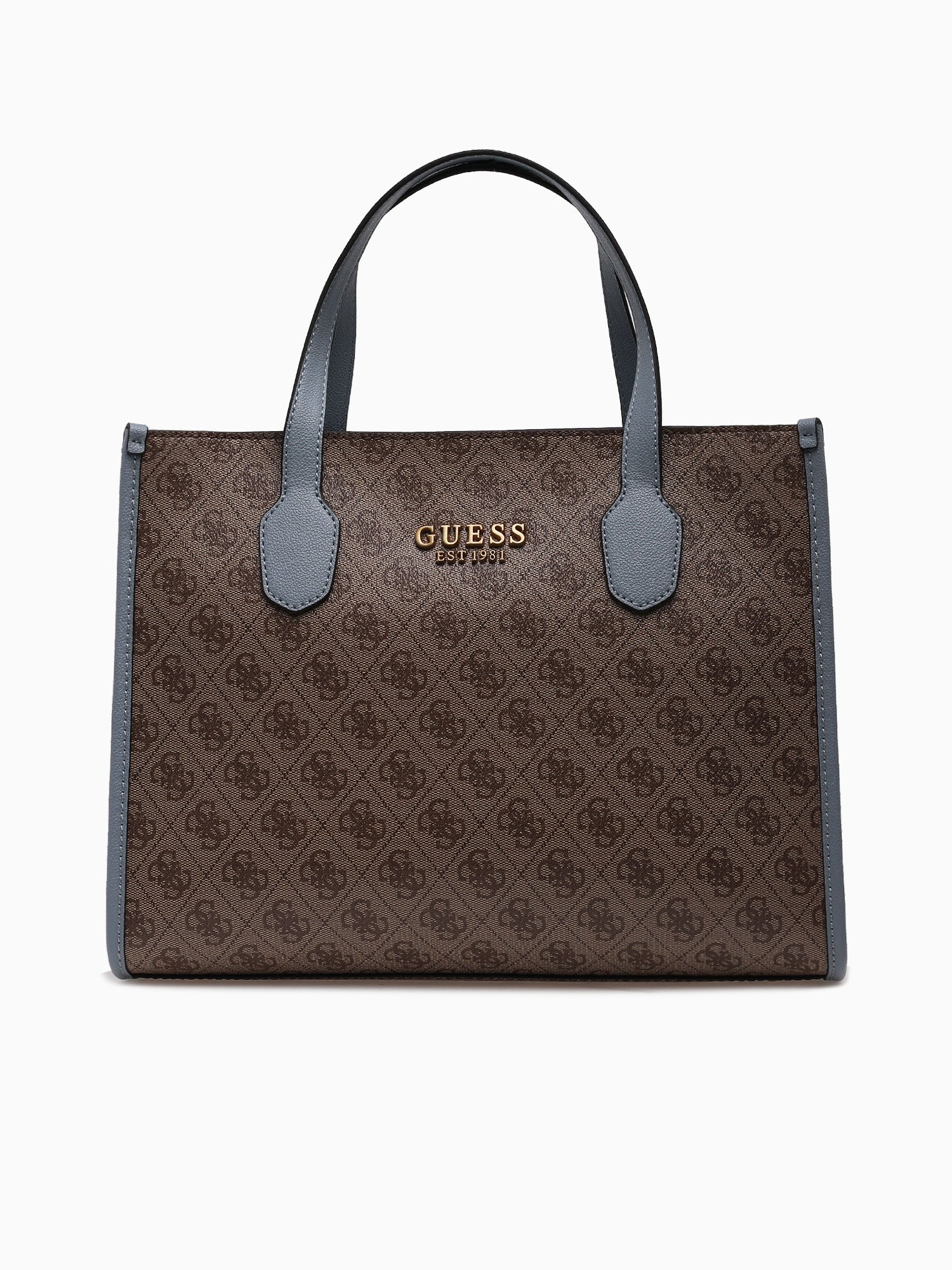 Silvana Small Tote Latte Logo Slate Light Blue