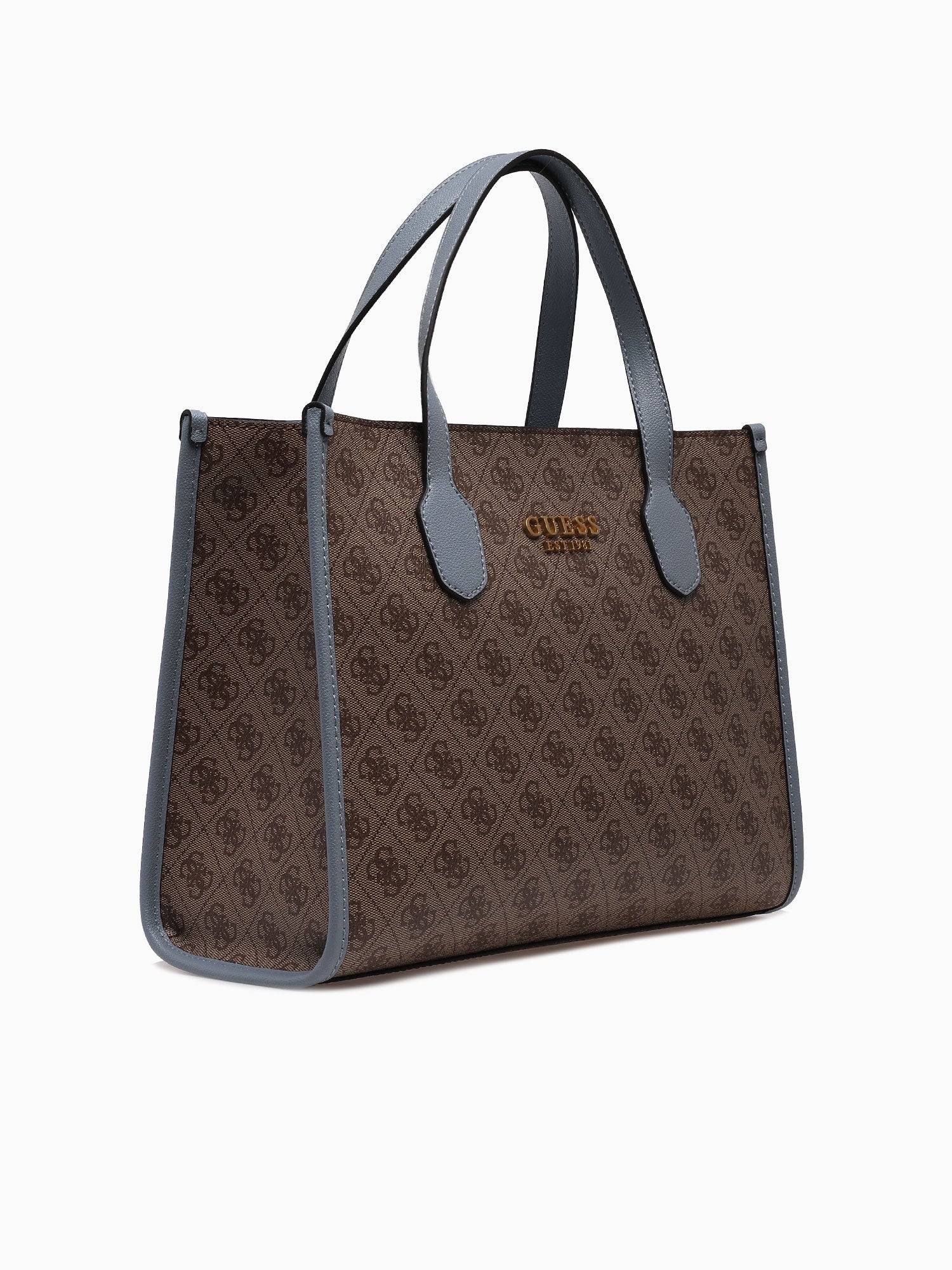 Silvana Small Tote Latte Logo Slate Light Blue