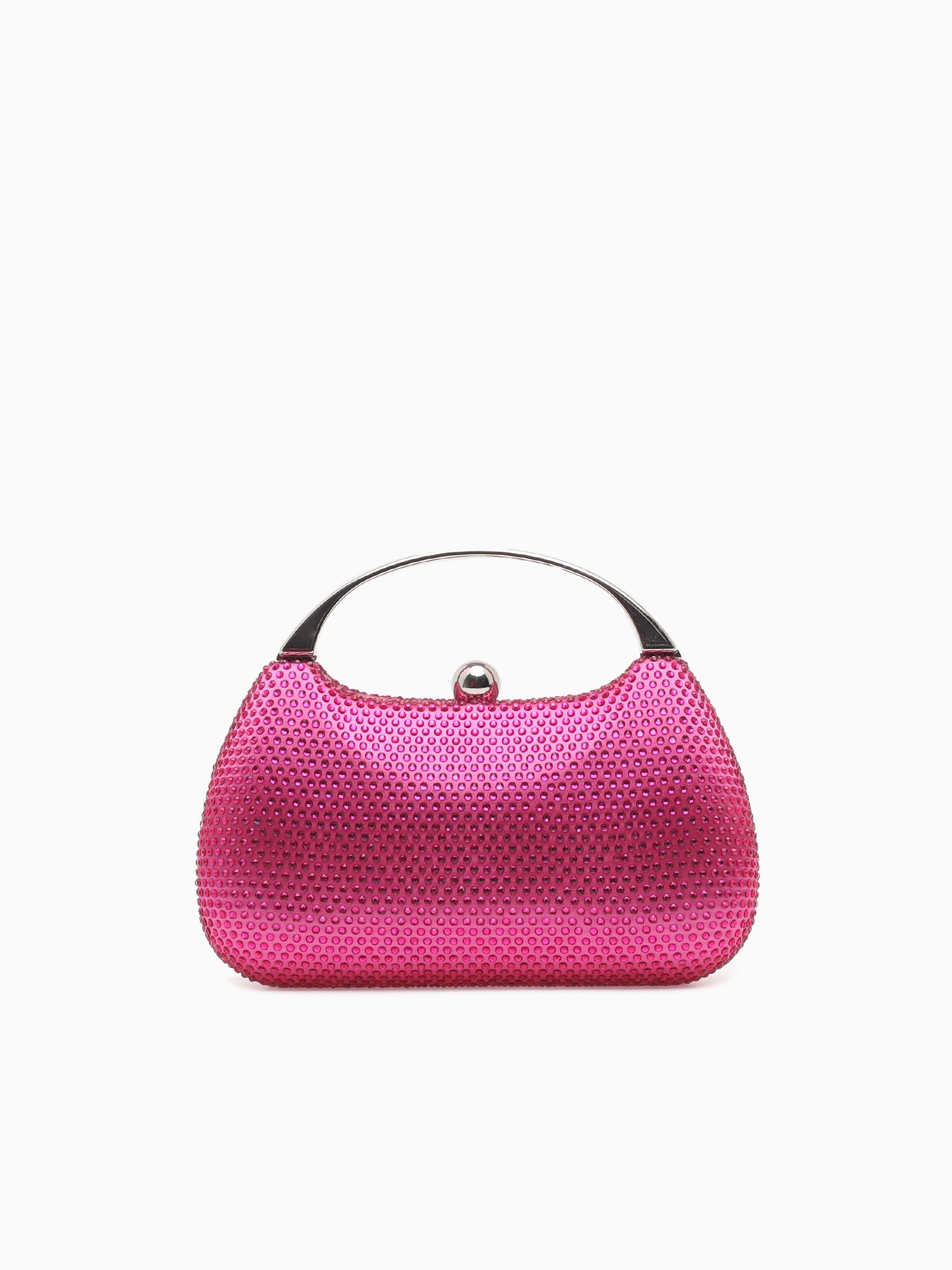 Rhinestone Metal Top Handle Fuschia Pink