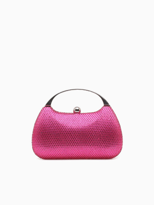 Rhinestone Metal Top Handle Fuschia Pink