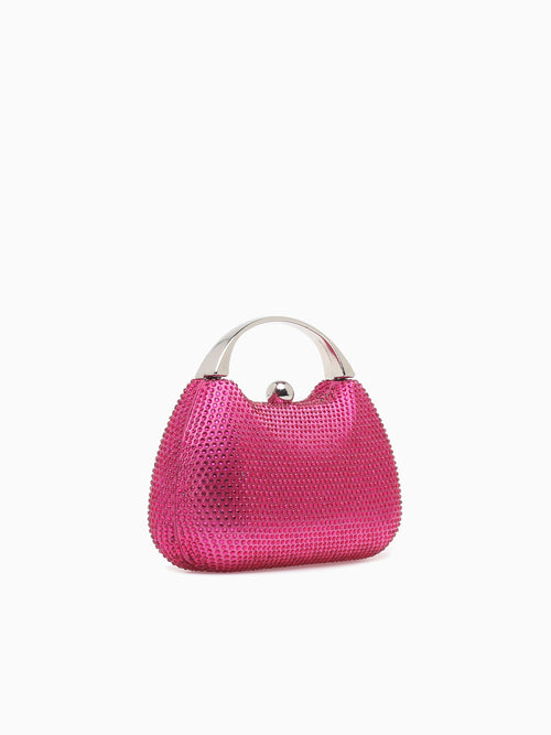 Rhinestone Metal Top Handle Fuschia Pink