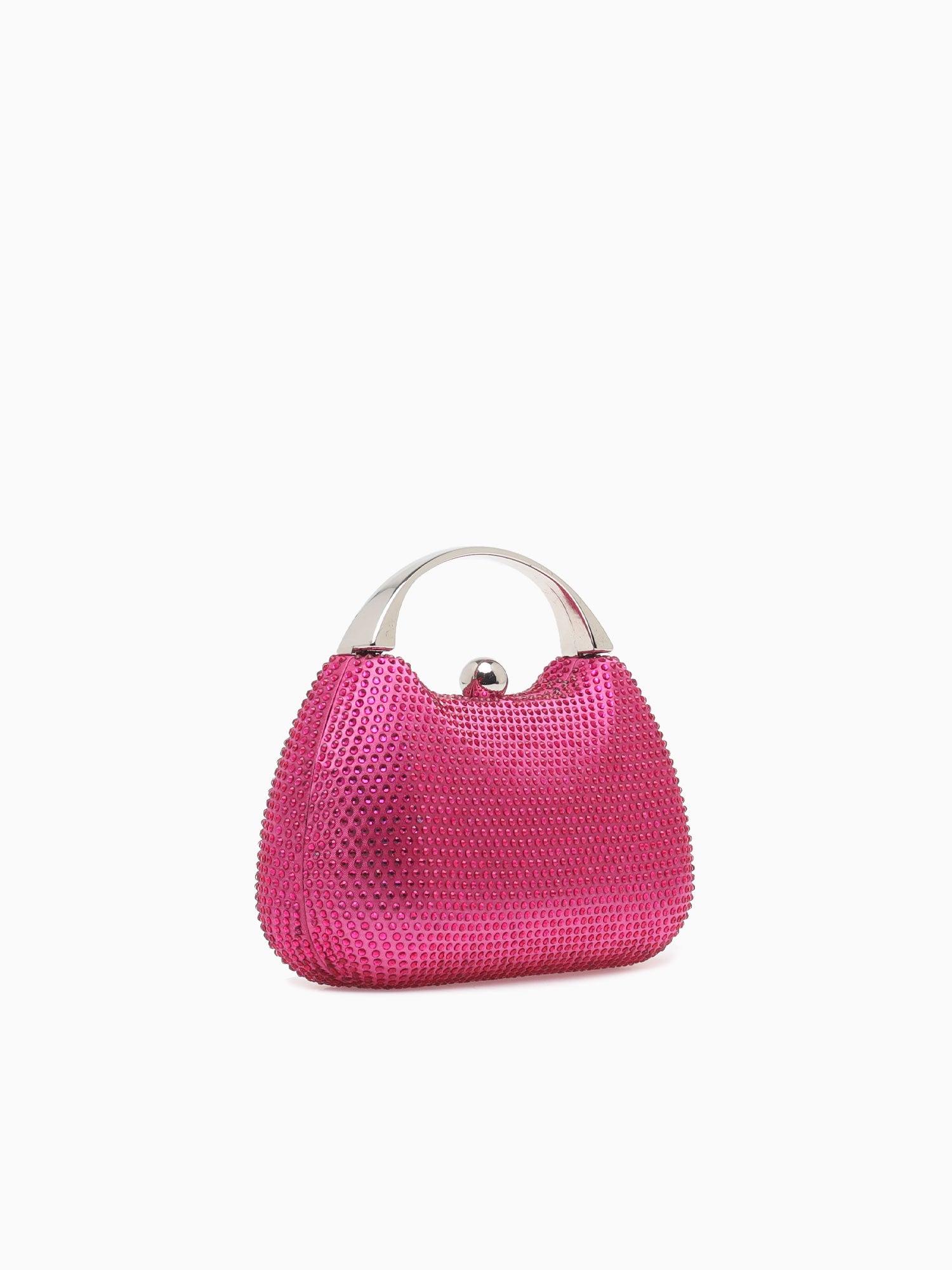 Rhinestone Metal Top Handle Fuschia Pink