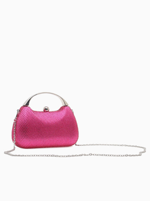 Rhinestone Metal Top Handle Fuschia Pink
