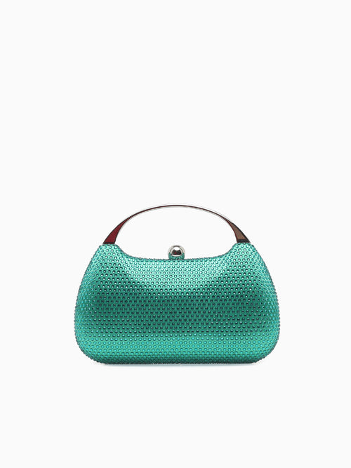 Rhinestone Metal Top Handle Green Green