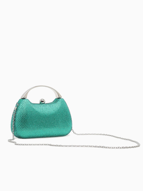 Rhinestone Metal Top Handle Green Green