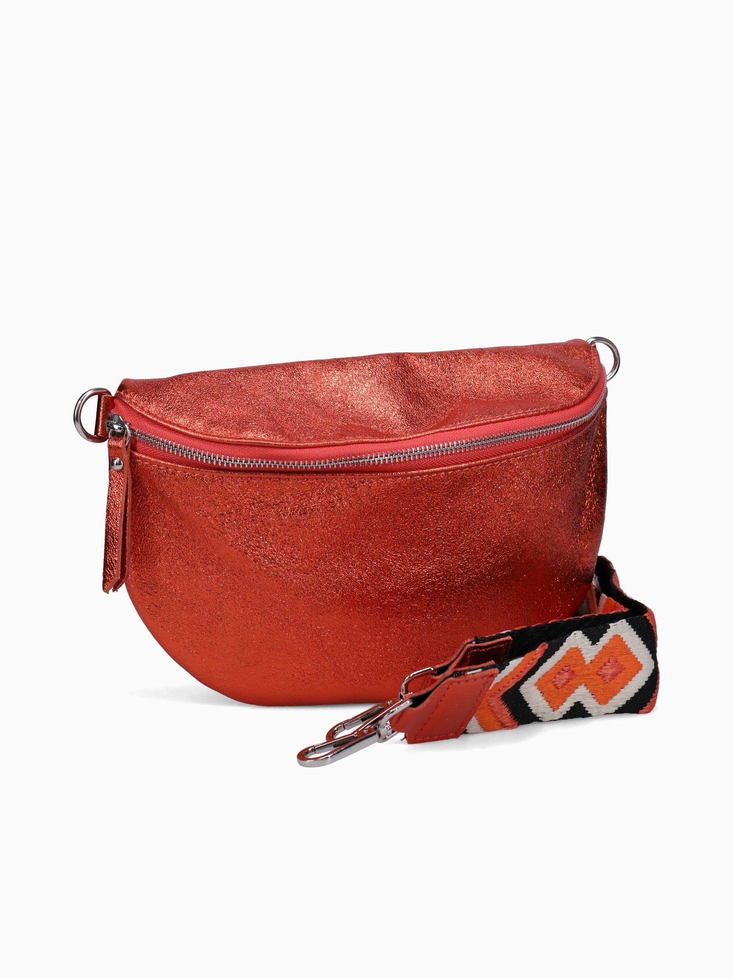 Almond Laminato Shoulder Bag Aragosta Bright Orange