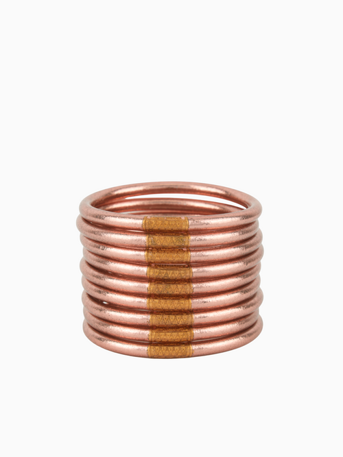 Rose Gold All Weather Bangles (Set of 9) - Serenity Prayer