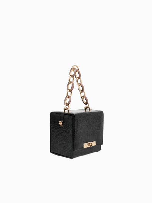 Croco Box Bag Black Black