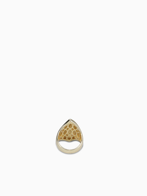 Solid Elongated Chunky Ring Gold Gold / ONE