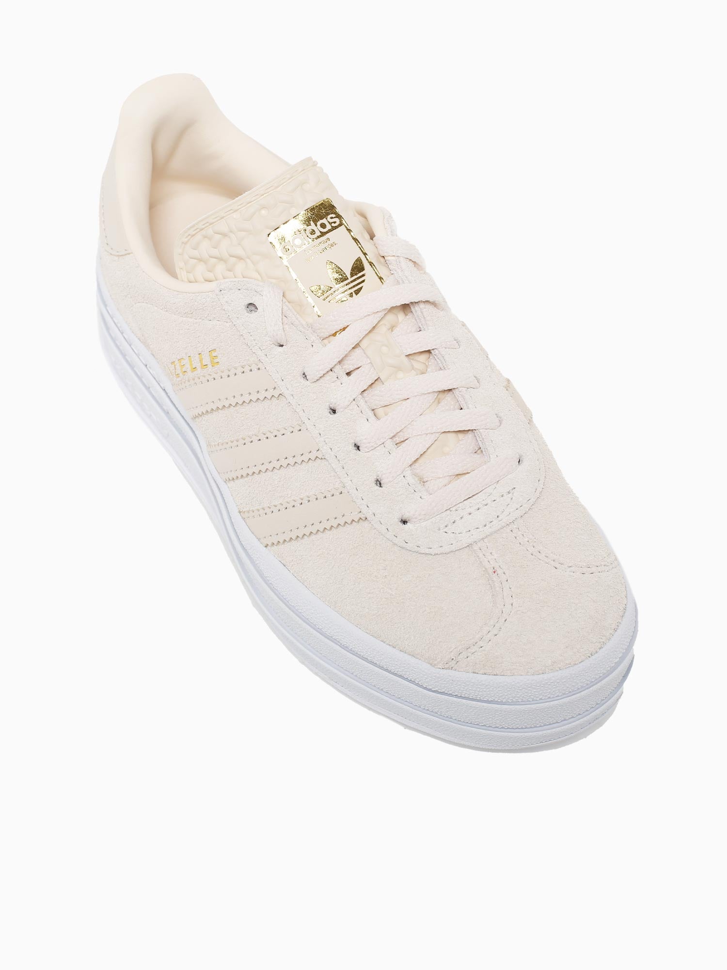 white leather gazelles