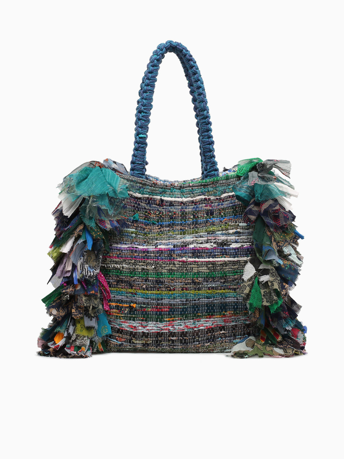 Fringed Tote Blue Blue