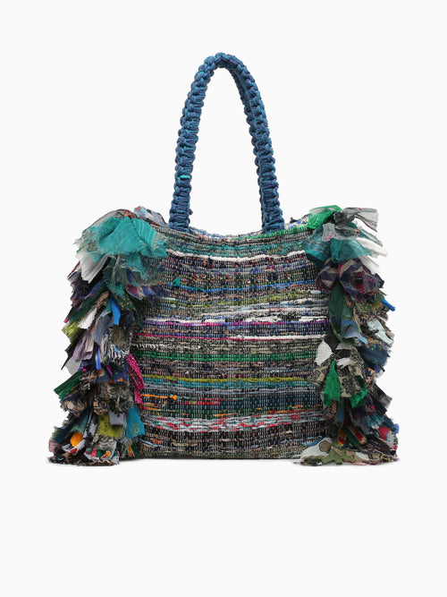 Fringed Tote Blue Blue