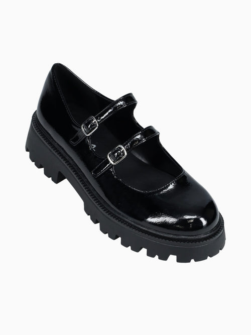 Ana Black Crinkled Patent Black / 5 / M