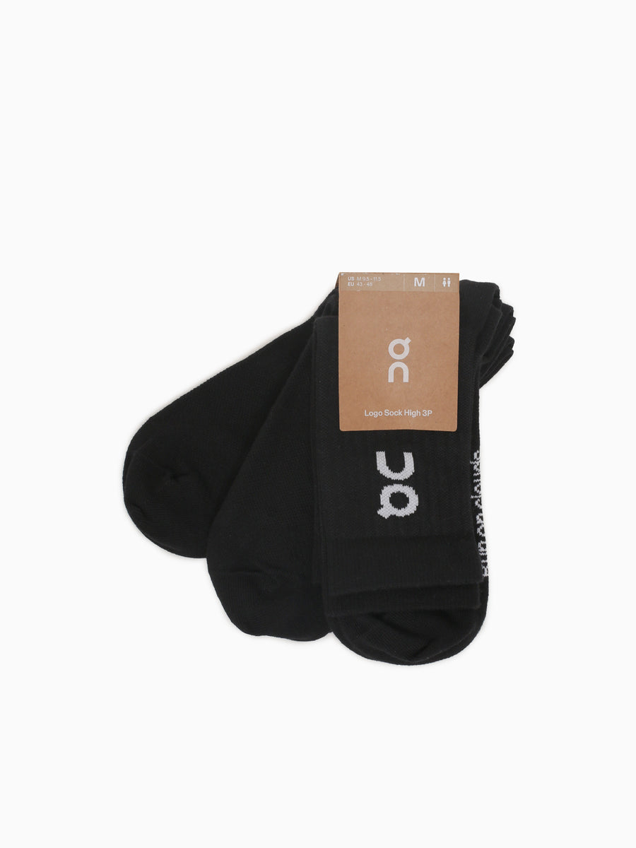 Logo Sock High 3p Black Cotton Black / XS