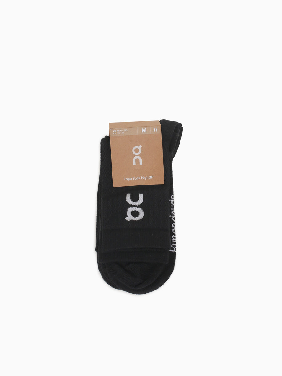Logo Sock High 3p Black Cotton Black / XS