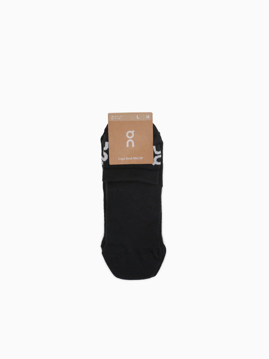 Logo Sock Mid 3p Black Cotton Black / XS