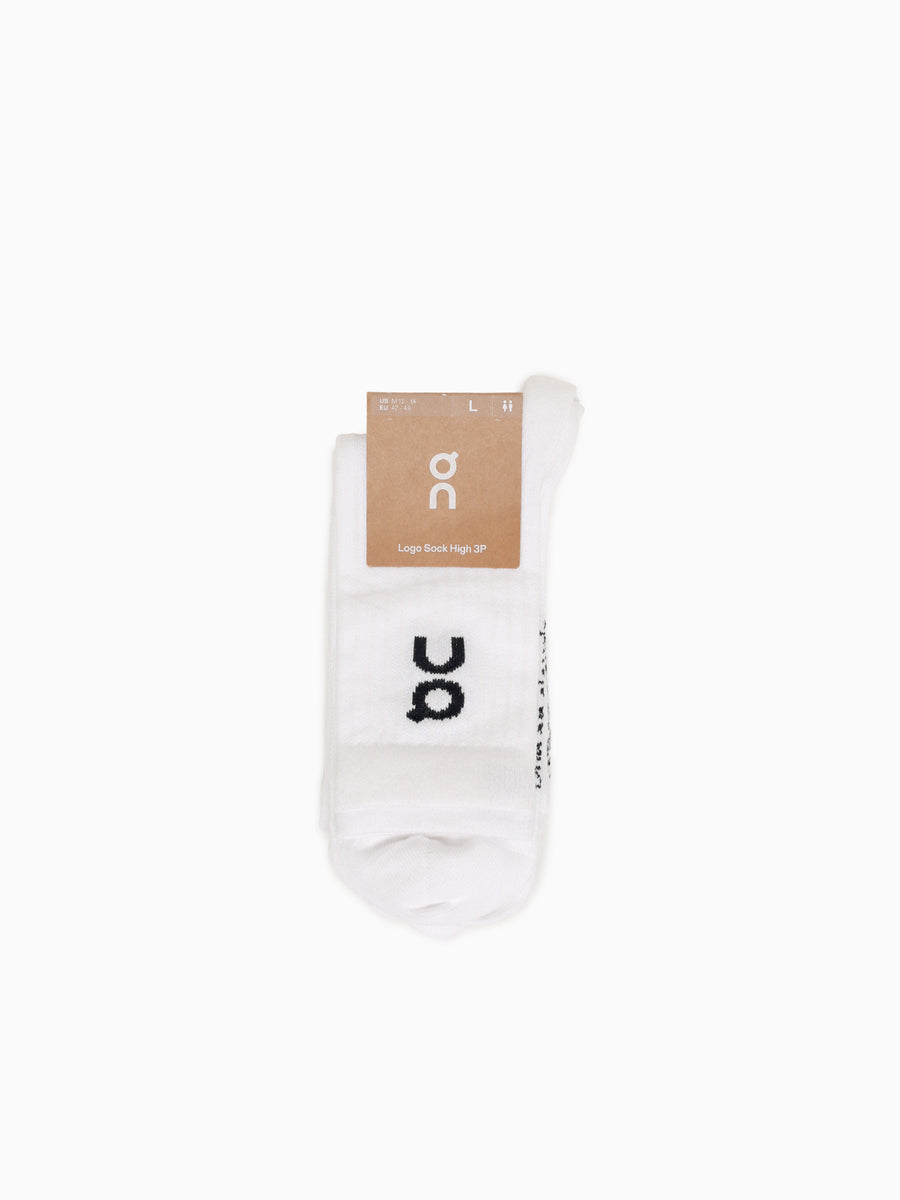 Logo Sock High 3p White Cotton White / XS